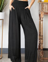 Smocked Waist Wide Leg Pants with Pockets