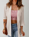 Ribbed Open Front Knit Cardigan