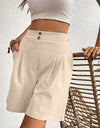 Pocketed Half Elastic Waist Shorts