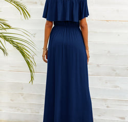 Off-Shoulder Slit Maxi Dress