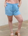 Culture Code Full Size High Waisted Paper bag Shorts in Blue Bell