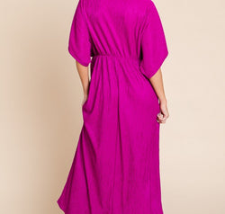 BOMBOM Surplice Maxi Dress with Pockets