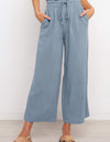 Drawstring Paperbag Waist Wide Leg Pants