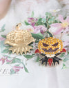 Demon Pumpkin Rhinestone Alloy Earrings