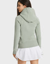 Zip Up Seam Detail Hooded Sports Jacket