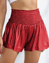 Glitter Smocked High-Waist Shorts