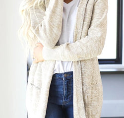 Heathered Open Front Cardigan with Pockets