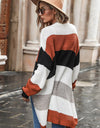 Striped Open Front Longline Cardigan