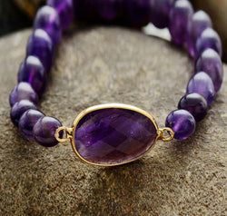 Handmade Amethyst Beaded Bracelet