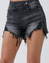 RISEN Raw Hem Asymmetrical Waist Denim Shorts