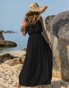 V-Neck Tie Shoulder Crochet Maxi Dress