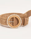 Beaded Round Buckle Braided Belt