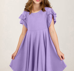 Round Neck Petal Sleeve Dress