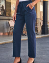 Drawstring Elastic Waist Pants with Pockets