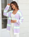 Color Block Ribbed Dropped Shoulder Open Front Cardigan