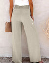 Full Size Decorative Button High Waist Pants