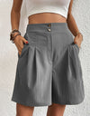 Pocketed Half Elastic Waist Shorts