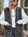 Sleeveless Denim Top with A Detachable Hood