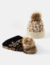 Leopard Pom-Pom Cuffed Beanie