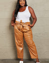 HEYSON Powerful You Full Size Faux Leather Paperbag Waist Pants