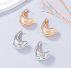 Alloy Rhinestone C-Hoop Earrings