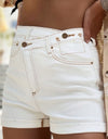 Asymmetrical Waist Denim Shorts