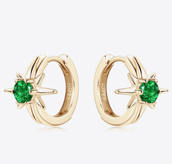 Lab-Grown Emerald Huggie Earrings