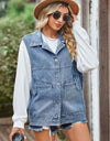 Sleeveless Denim Top with A Detachable Hood