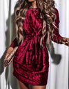 Tied Round Neck Long Sleeve Dress