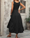 Smocked Scoop Neck Sleeveless Tank Dress