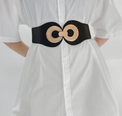 Alloy Buckle Elastic PU Belt