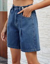 High Waist Denim Shorts with Pockets