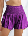 Glitter Smocked High-Waist Shorts