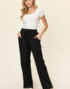 Double Take Full Size Texture Drawstring Straight Pants