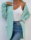 Open Front Rib-Knit Cardigan with Pockets