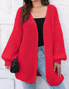 Open Front Dropped Shoulder Longline Cardigan