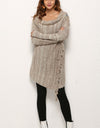 One-Button Tassel Tie Asymmetrical Hem Cardigan