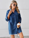 Raw Hem Button Up Denim Dress