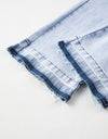 Raw Hem Straight Jeans with Pockets