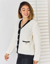 Contrast Trim Button Up Cardigan