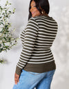 Zenana Full Size Striped Snap Down Cardigan