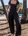 Square Neck Short Sleeve Wide Leg Jumpsuit