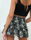 Printed Frill Trim Smocked Mini Skirt