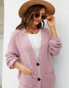 Waffle-Knit Dropped Shoulder Cardigan