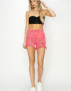 RISEN High Waist Frayed Hem Denim Shorts