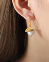 18K Gold-Plated Bead Dangle Earrings