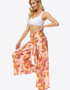 Floral Tie-Waist Tiered Culottes