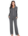 Collared Neck Long Sleeve Loungewear Set with Pockets