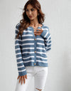 Woven Right Striped Button Front Cardigan