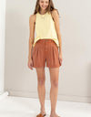 HYFVE High Waist Pleated Linen Shorts